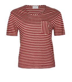 Saint Laurent Striped T-shirt, linen, red/beige, S, 2*