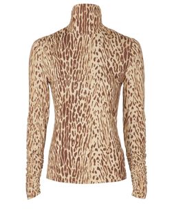 Zimmermann High Neck Leopard Top, Polyester, Brown, UK8, 3*