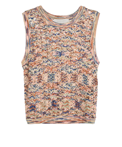 Zimmermann Wylie Open Knit Tank Top, &pound;80, Clothing, Beige/Blue/Brown/Pink, Cotton, Front view