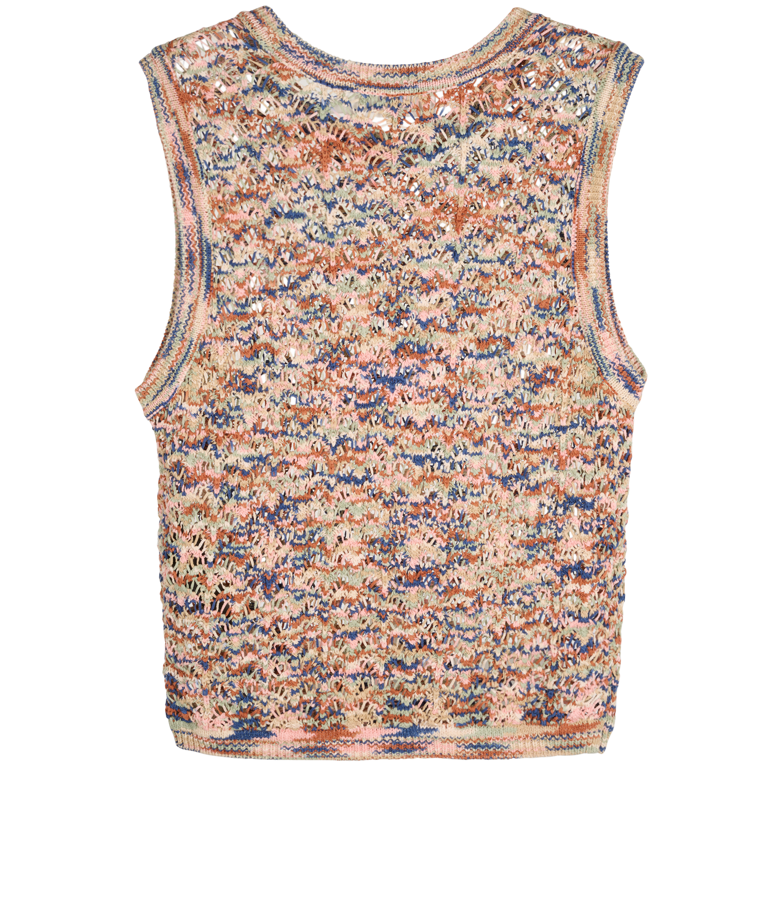 Zimmermann Wylie Open Knit Tank Top, &pound;80, Clothing, Beige/Blue/Brown/Pink, Cotton, Back view