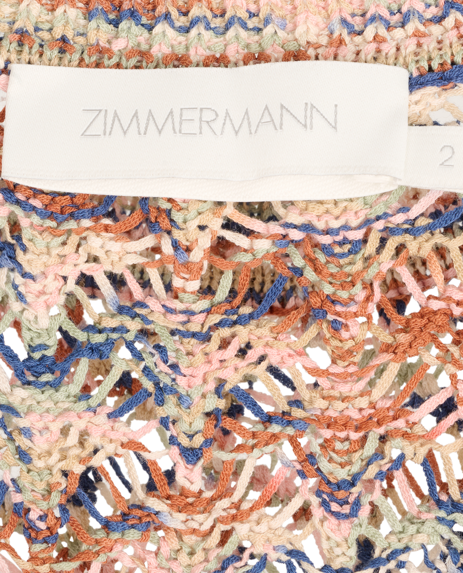 Zimmermann Wylie Open Knit Tank Top, &pound;80, Clothing, Beige/Blue/Brown/Pink, Cotton, Other view