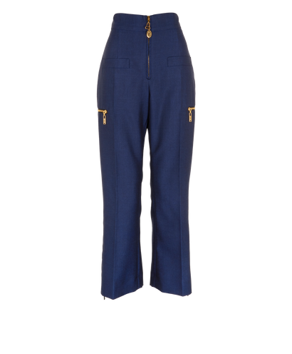 Louis Vuitton High Waisted Trousers, &pound;300, Clothing, Blue, Wool, Front view