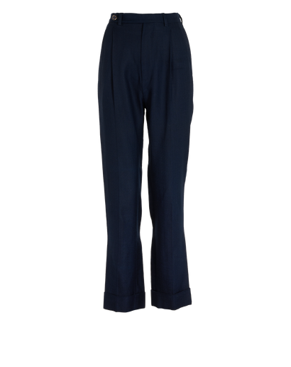 Gucci GG Buttons Tapered Trousers, &pound;260, Clothing, Navy, Viscose, Front view