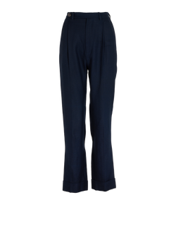Gucci GG Buttons Tapered Trousers, Viscose, Navy, UK 6, 2*