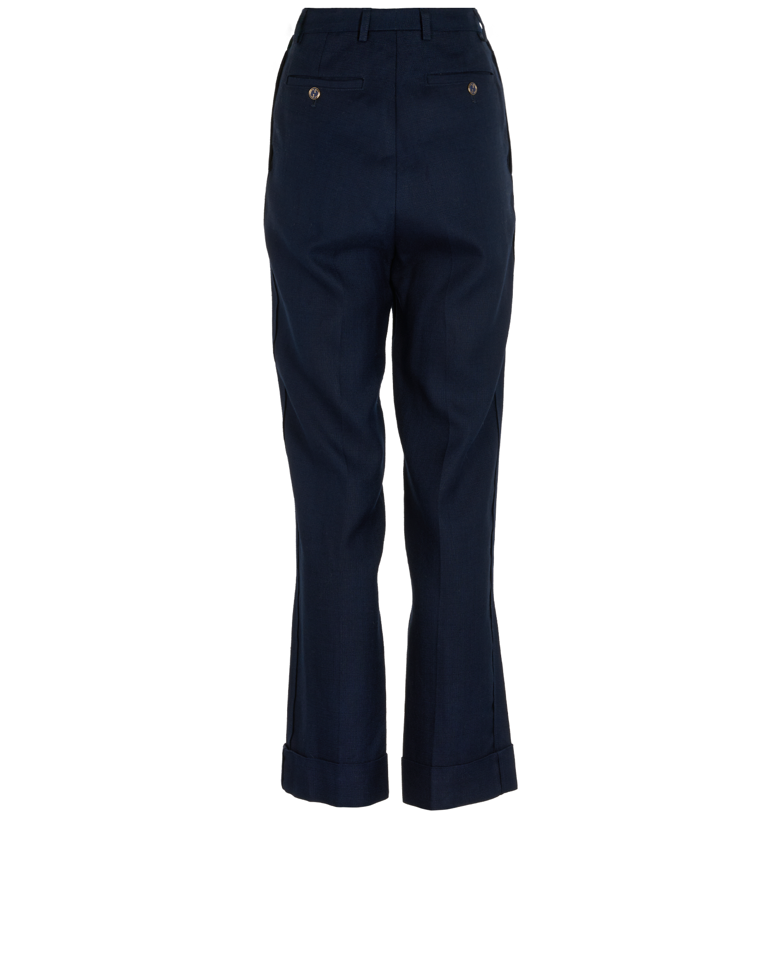 Gucci GG Buttons Tapered Trousers, &pound;260, Clothing, Navy, Viscose, Back view