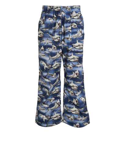Palm Angels Shark Print Trousers, &pound;110, Clothing, Blue, Cotton, Front view