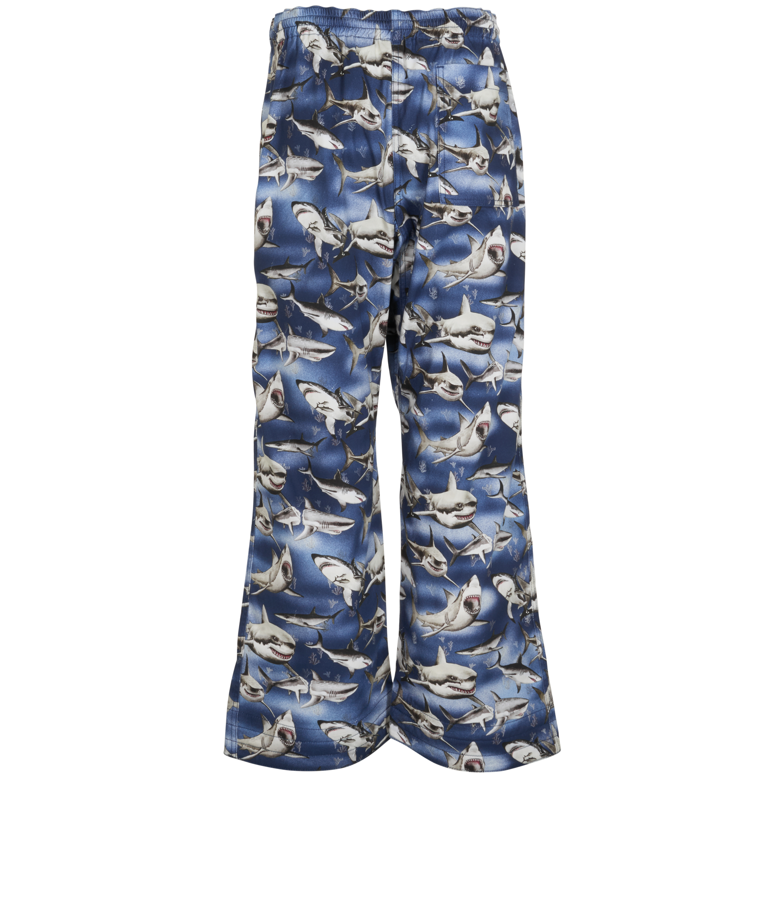 Palm Angels Shark Print Trousers, &pound;110, Clothing, Blue, Cotton, Back view