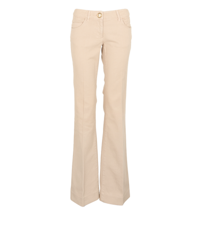 Saint Laurent Bootcut Trousers, &pound;110, Clothing, Beige, Cotton, Front view