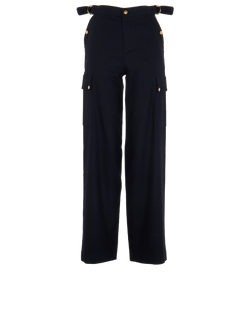 Celine Triomphe Buttons Trousers, Cashmere, Navy, UK6, 2*