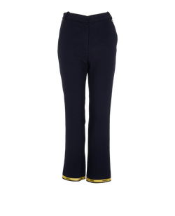Chanel Logo Trim Tweed Trousers, Cotton/Wool, Navy, UK6, 2*