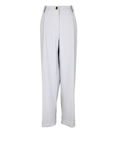 Ganni Pleated Wide-Leg High-Rise Trousers, £90, Clothing, Blue, Polyester (Polymer)/Wool, Front view