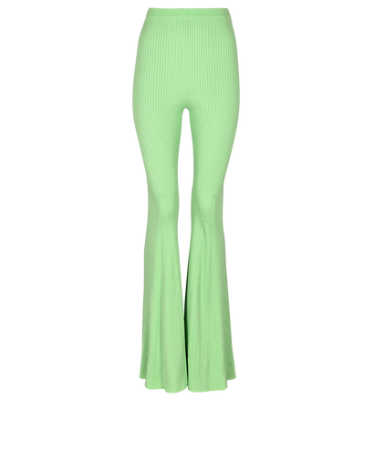 Self-Portrait Ribbed Knit Trousers, £80, Clothing, Green, Viscose, Front view