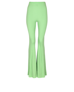 Self-Portrait Ribbed Knit Trousers, Viscose, Green, UK10, 3*