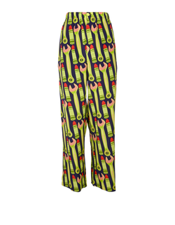 Gucci Lipstick & Wrench Wide Leg Trousers, Silk, Green/Navy, UK 6, 3*