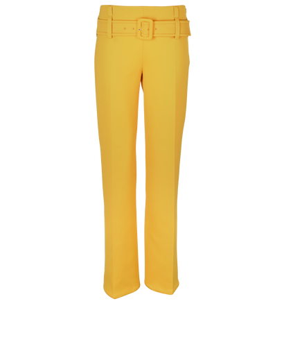 Prada Belted Trousers, £295, Clothing, Yellow, Polyester (Polymer), Front view