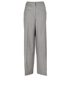 Chanel 99C Logo Plaque Wide Leg Trousers, Wool, Grey, UK 12, 3*