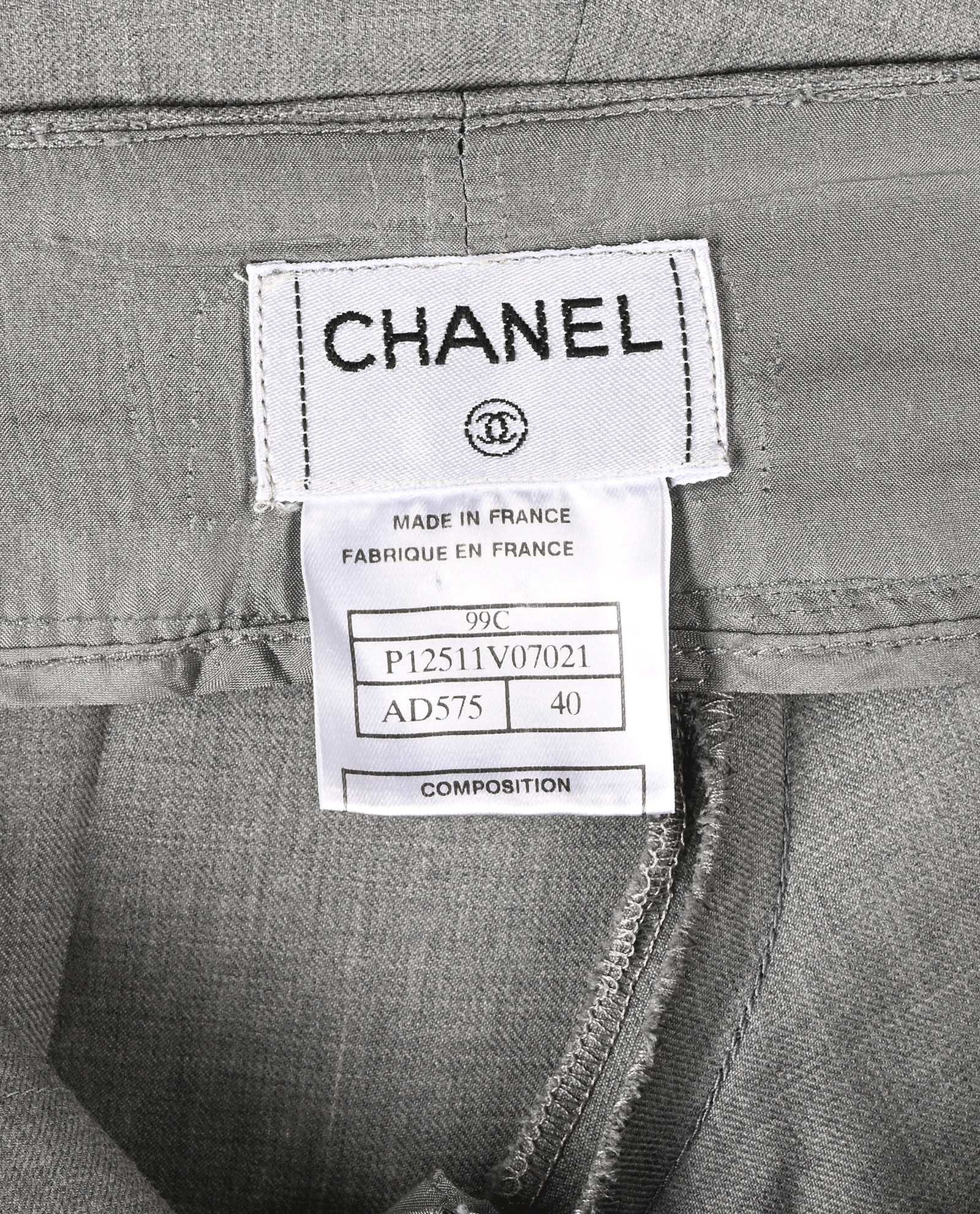 Chanel 99C Logo Plaque Wide Leg Trousers, &pound;550, Clothing, Grey, Wool, Other view