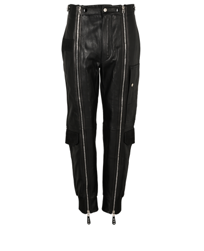 Alexander McQueen Zip-Detail Trousers, £295, Clothing, Black, Leather, Front view