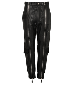 Alexander McQueen Zip-Detail Trousers, Mens, Leather, Black, Sz S, 3*