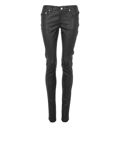 Saint Laurent Biker Trousers, £350, Clothing, Black, Leather, Front view