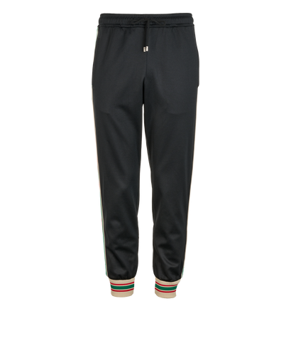 Gucci Web Joggers, &pound;250, Clothing, Black, Cotton/Polyester (Polymer), Front view