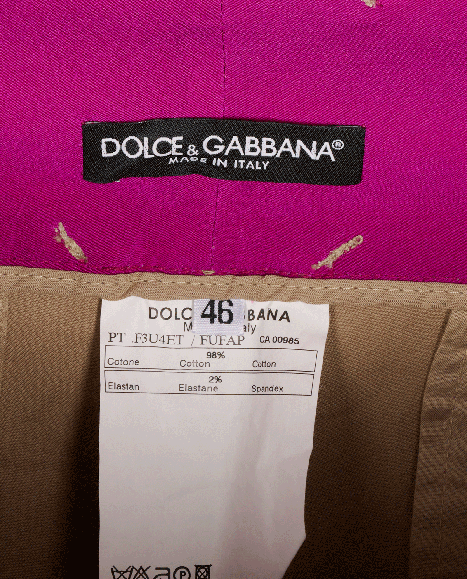 Dolce & Gabbana Straight Trousers, &pound;80, Clothing, Beige, Cotton, Other view