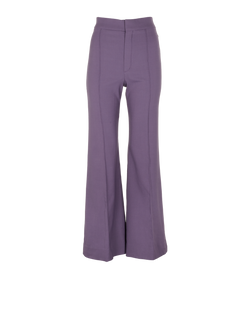 Chloe Flared Trousers, Wool, Purple, UK 6, 3*