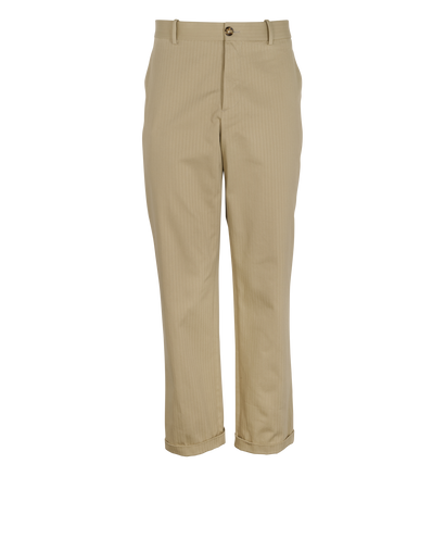 Bottega Veneta Striped Straight Leg Trousers, &pound;150, Clothing, Beige, Cotton, Front view