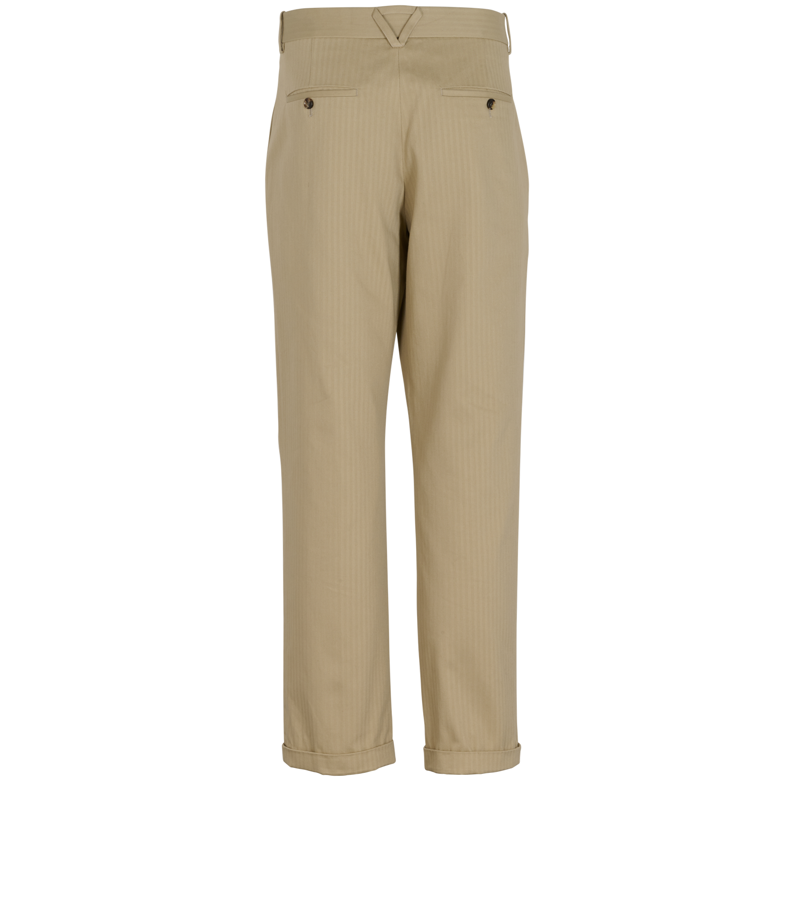 Bottega Veneta Striped Straight Leg Trousers, &pound;150, Clothing, Beige, Cotton, Back view