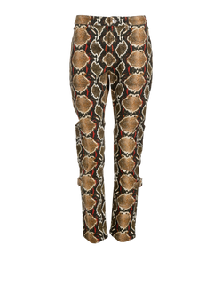 Burberry Snake Print Trousers, Cotton, Brown/Black, UK 12, 3*