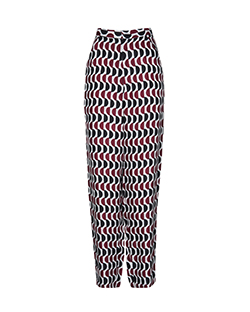 Marni Patterned Trousers , Viscose, White/Red/Black, UK 12
