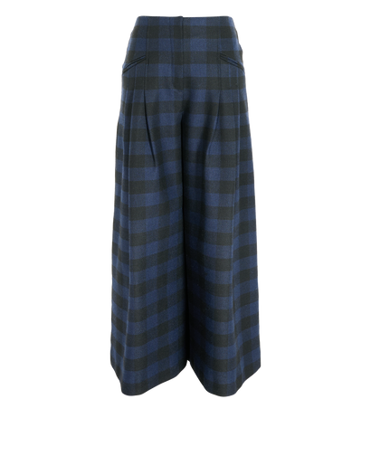Christian Dior Check Culotte Trousers, &pound;550, Clothing, Blue, Polyester/Wool, Front view