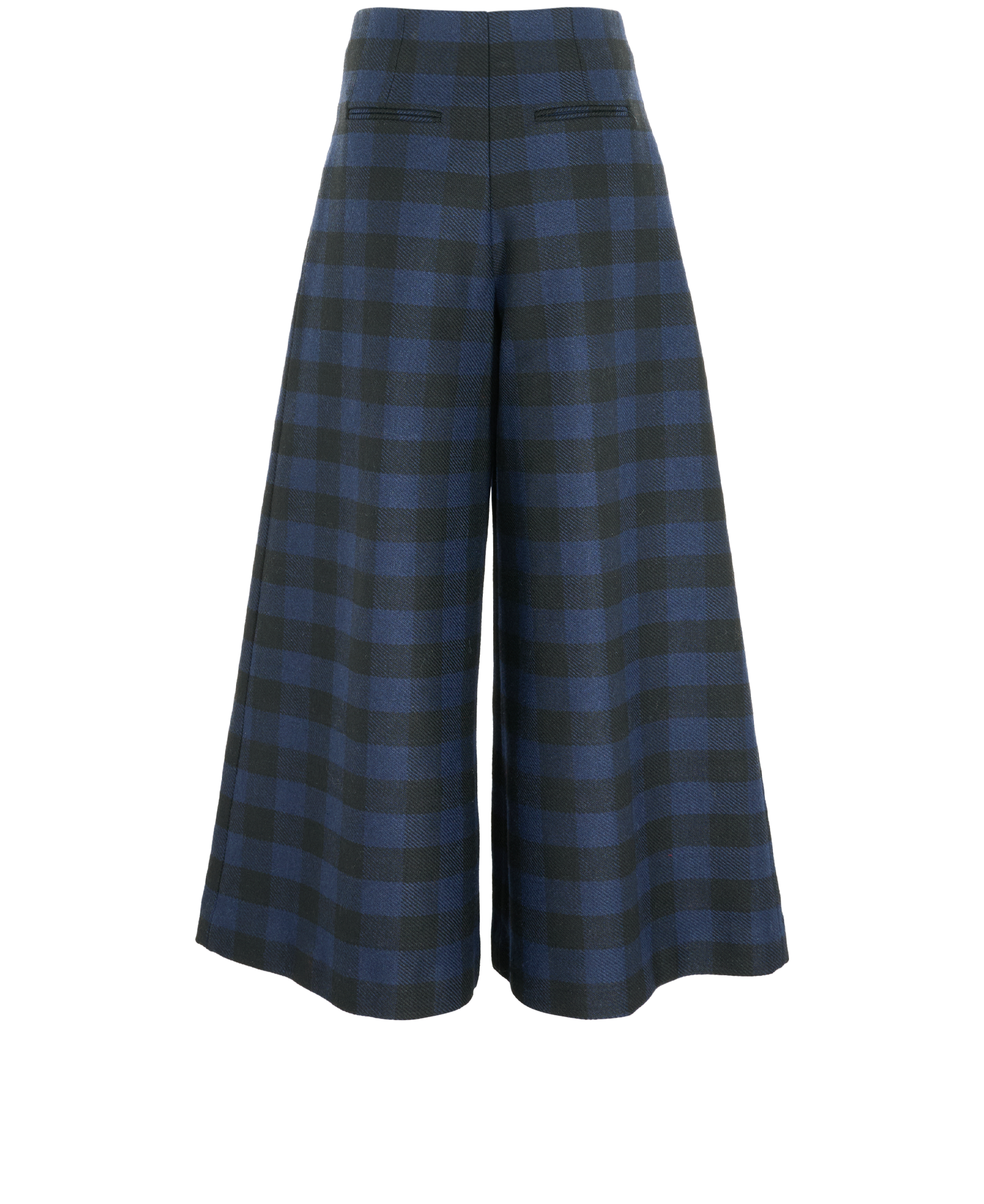 Christian Dior Check Culotte Trousers, &pound;550, Clothing, Blue, Polyester/Wool, Back view