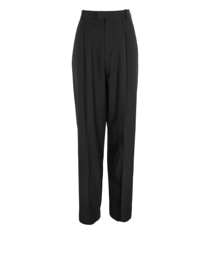 Bottega Veneta Pleated Twill Trousers, &pound;230, Clothing, Black, Wool, Front view