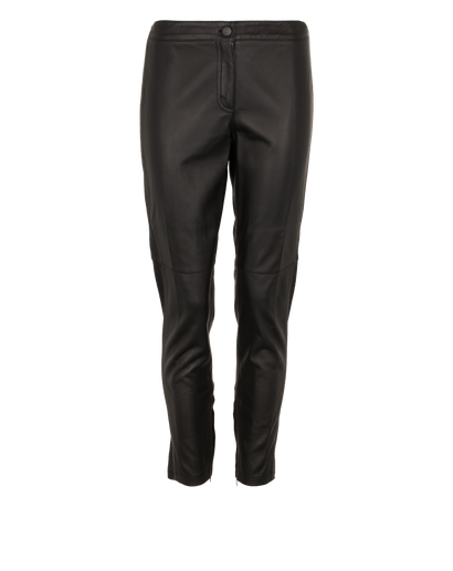 Burberry Slim Trousers, &pound;180, Clothing, Black, Leather, Front view