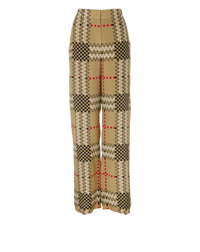 Burberry Pixel Check Wide-Leg Trousers, front view