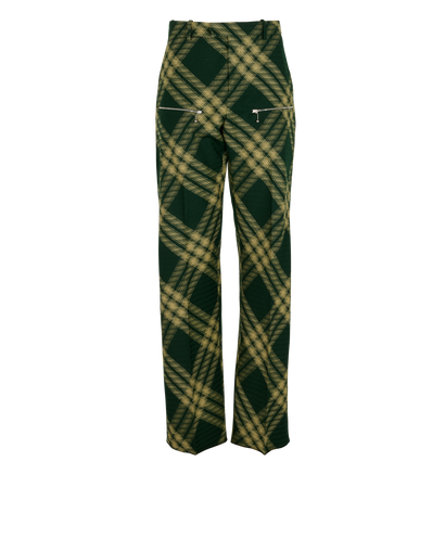 Burberry Giant Check Trousers, &pound;140, Clothing, Green, Wool, Front view