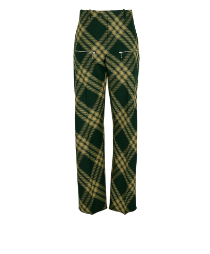 Burberry Giant Check Trousers, &pound;140, Clothing, Green, Wool, Front view