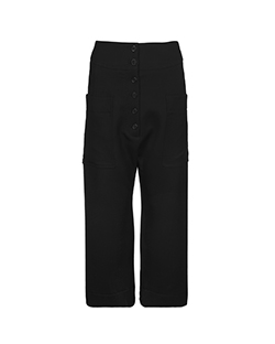 Celine Oversized Cropped Trousers, Wool, Black, UK 12