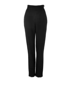 Chanel High Waisted Tweed Trousers, Silk/Wool, Black, UK12,2*