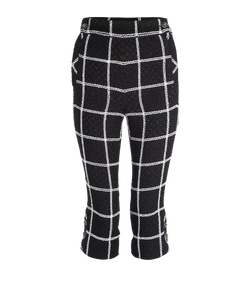Chanel 20S Tweed Check Trousers, Viscose/Poly, Black, UK 4, 3*