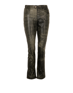 Chanel Distressed Straight Trousers, Lambskin,Black,UK8, 2*
