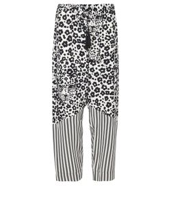 See By Chloe Leopard Print Trousers, Silk, B&W, UK12, 3*