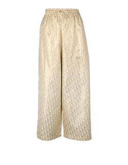 Christian Dior Oblique Wide Leg Trousers, Silk, Gold, UK10, 3*