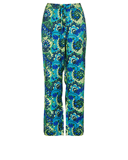 Dries Van Noten Printed Trousers, Silk, Turquoise, 12, 2*