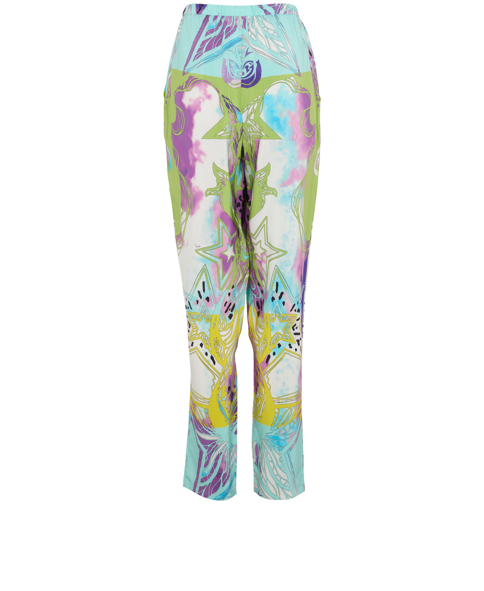 Emilio Pucci Kaleidoscope Print Trousers, &pound;95, Clothing, Blue/Purple, Silk, Back view