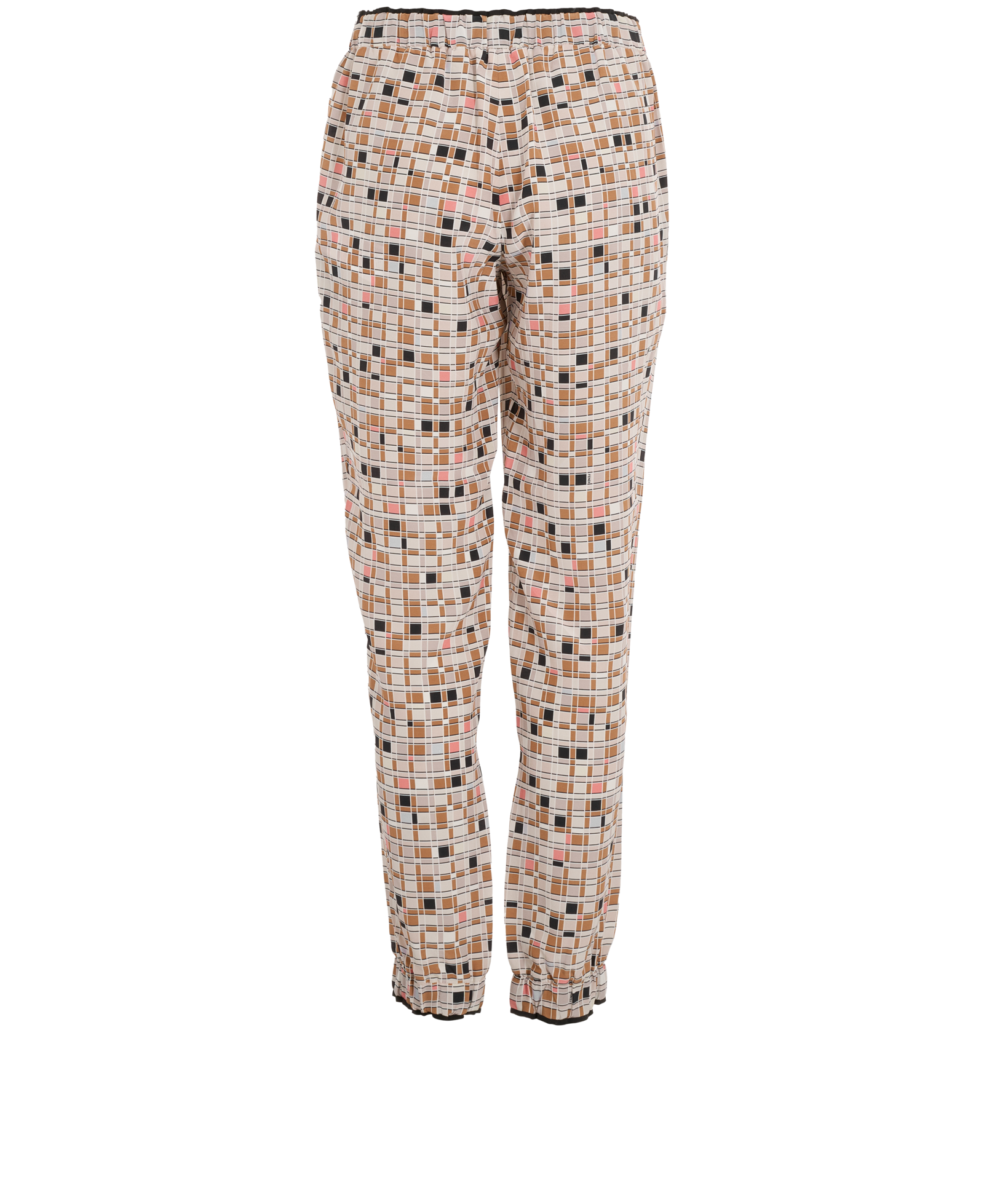 Fendi Check Print Trousers, &pound;140, Clothing, Tan/Taupe, Silk, Back view