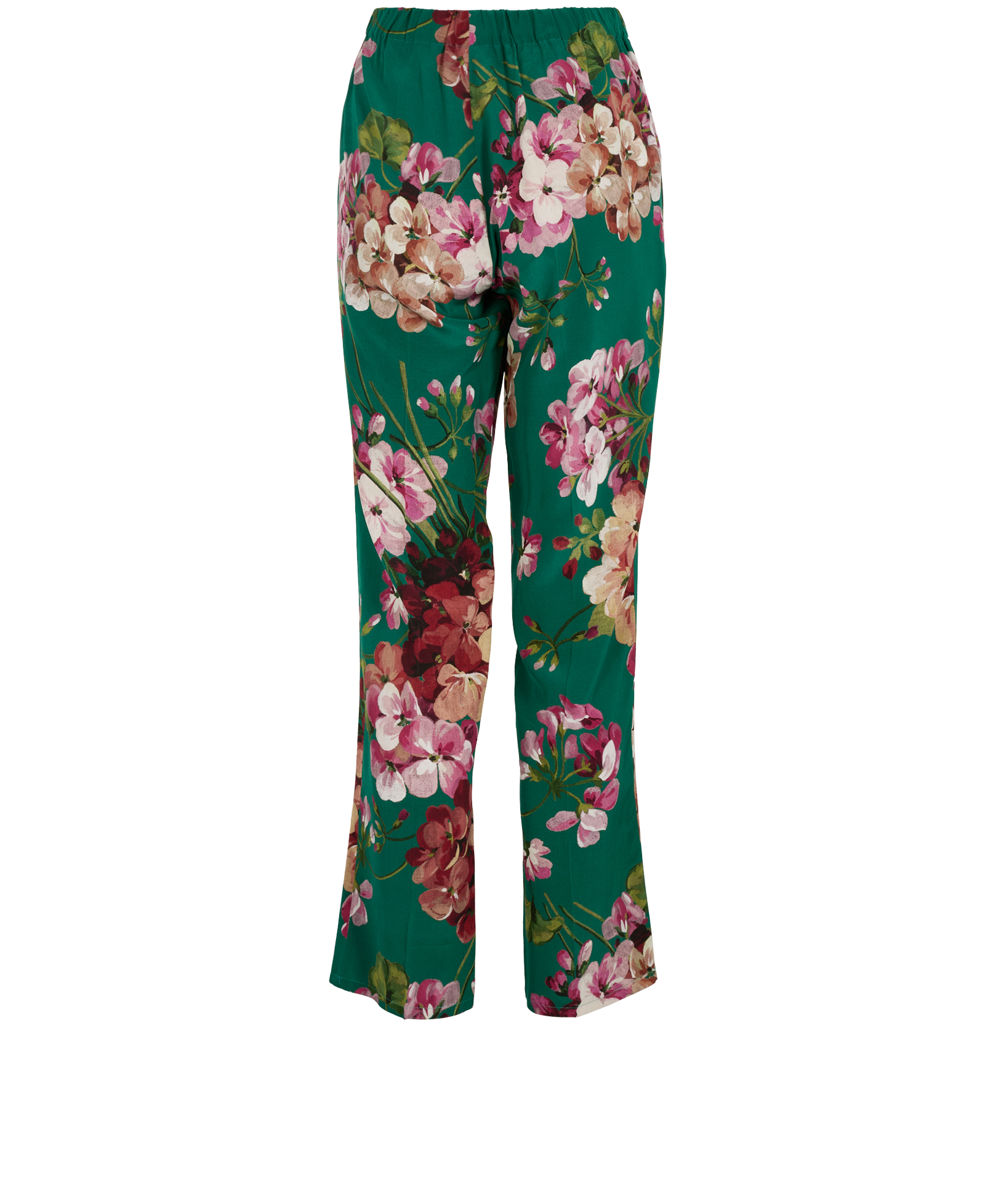 Gucci Blooms Print Pyjama Pant, &pound;170, Clothing, Green/Pink, Silk, Back view
