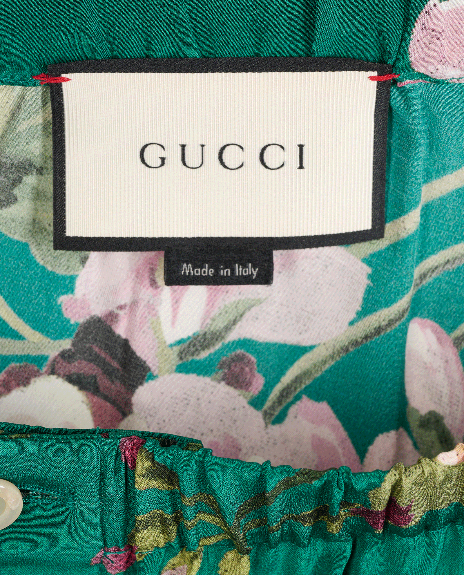 Gucci Blooms Print Pyjama Pant, &pound;170, Clothing, Green/Pink, Silk, Other view