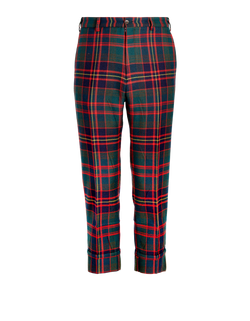 Gucci Plaid Trousers, Mens, Wool, Green/Navy/Red, Sz S, 3*